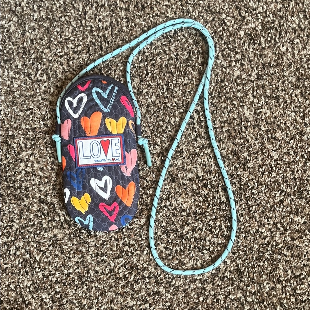 Kids Heart Print Crossbody Pouch - LOVE Logo - Black Multi